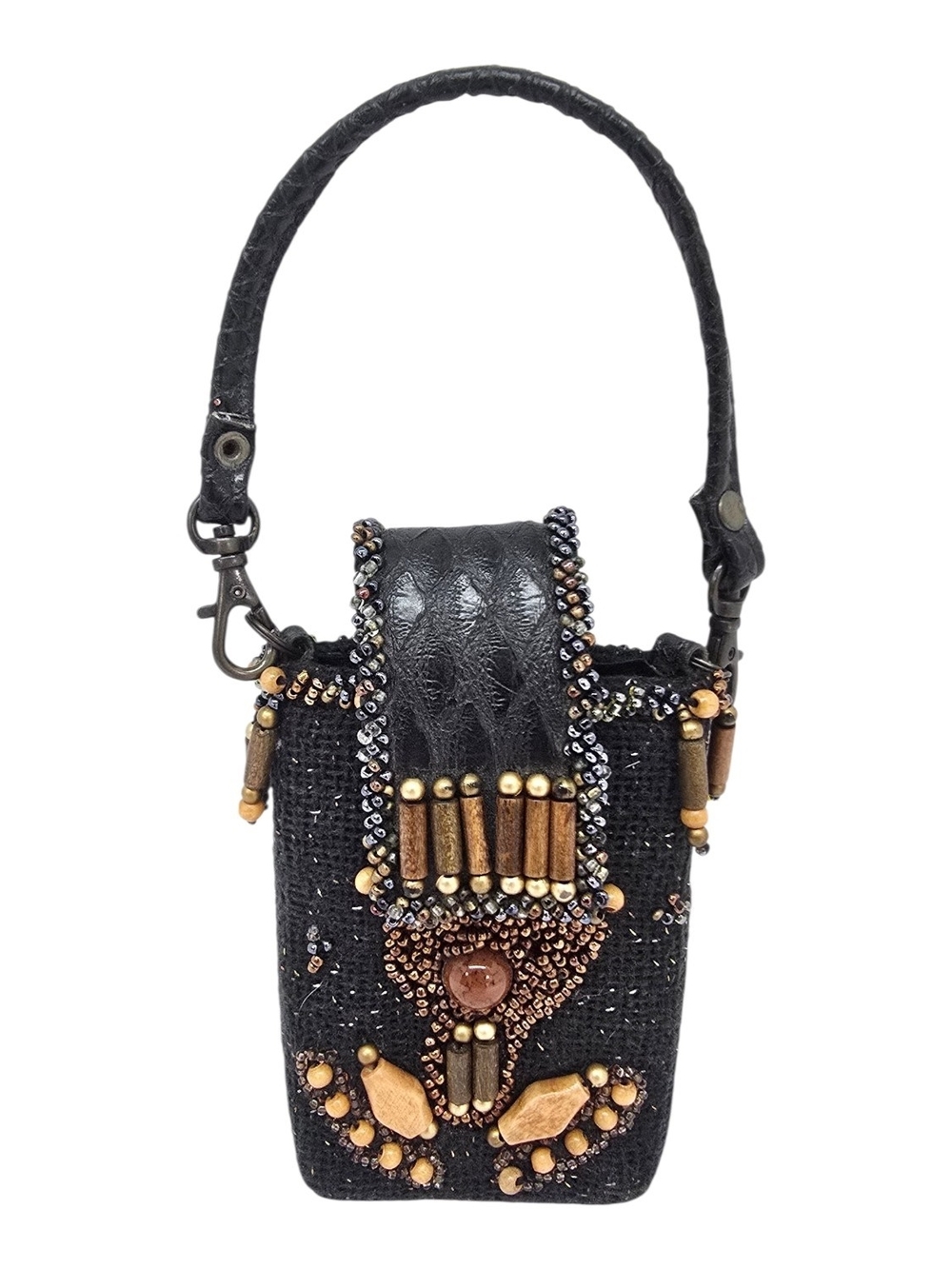 Vintage Mary Francrs Embellished Black Beaded Wristlet Bag